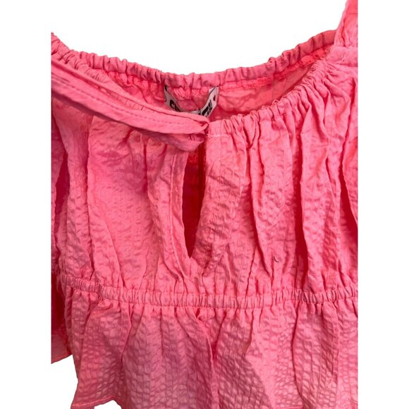 Ciao Lucia $245 Cinetta Melon Pink Seersucker Crop Top Size Small NWT - Picture 4 of 7